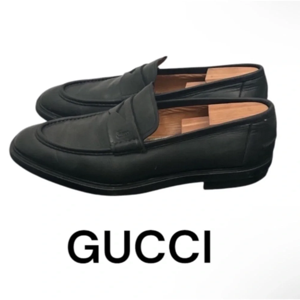 Authentic Gucci luxury designer mens signature black leather designer loafers 13